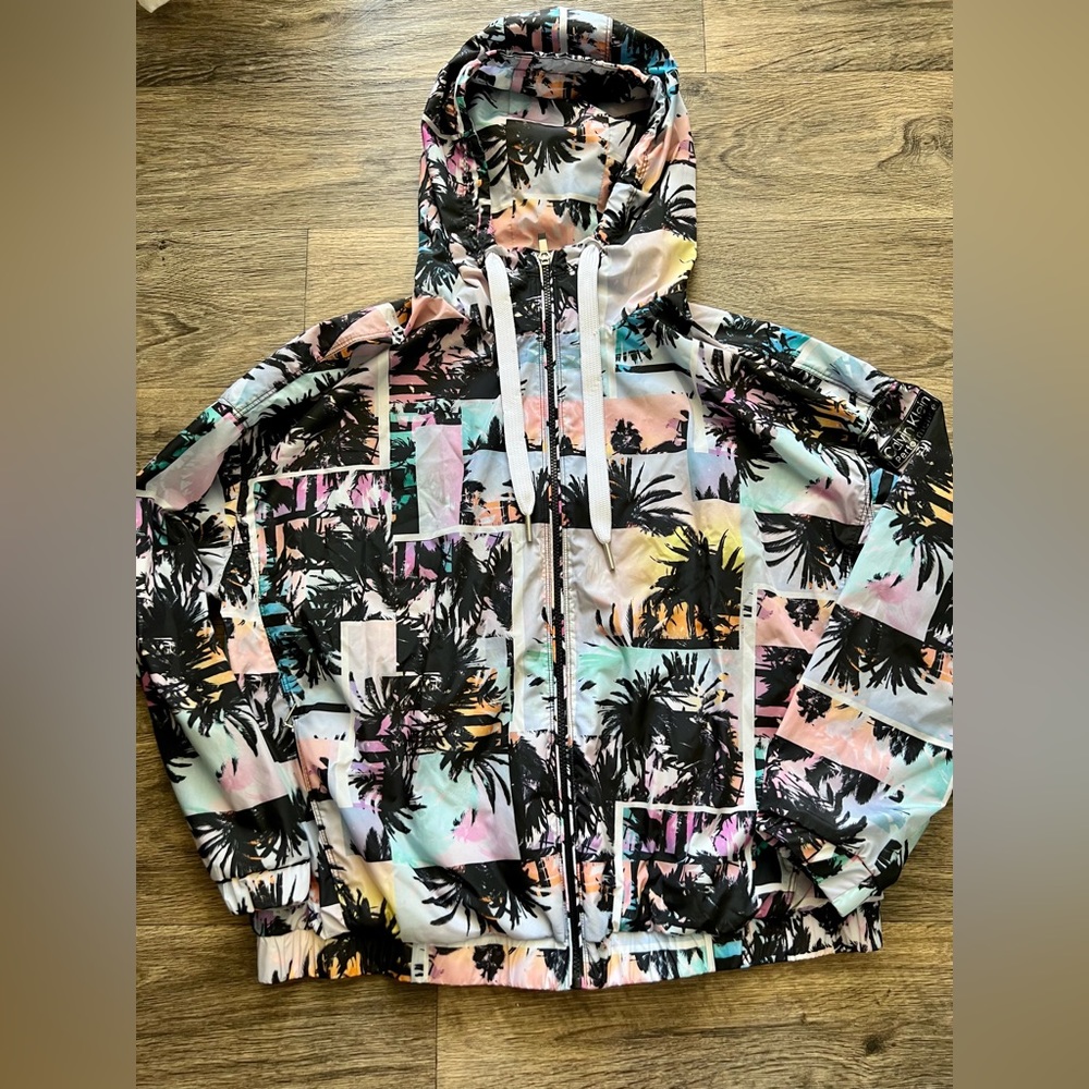 Calvin Klein Performance Palm Tree Windbreaker Hooded Jacket